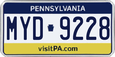 PA license plate MYD9228