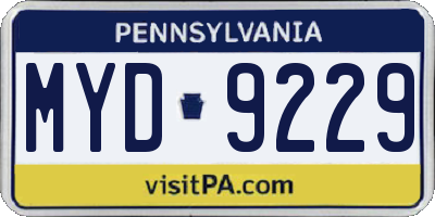 PA license plate MYD9229