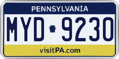 PA license plate MYD9230