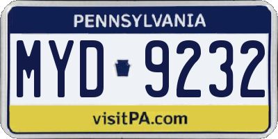 PA license plate MYD9232