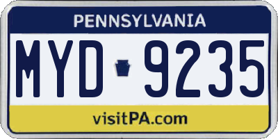 PA license plate MYD9235