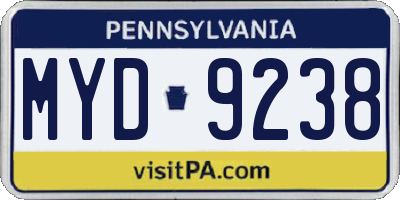 PA license plate MYD9238