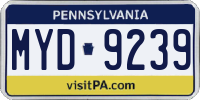 PA license plate MYD9239