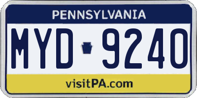 PA license plate MYD9240