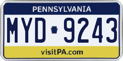 PA license plate MYD9243