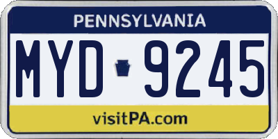 PA license plate MYD9245
