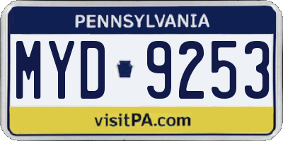PA license plate MYD9253