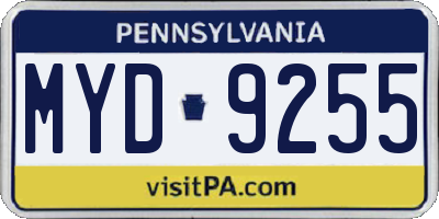 PA license plate MYD9255
