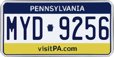 PA license plate MYD9256