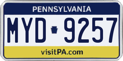 PA license plate MYD9257