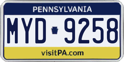 PA license plate MYD9258