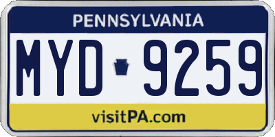PA license plate MYD9259