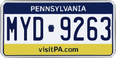 PA license plate MYD9263