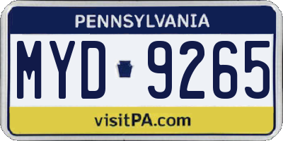 PA license plate MYD9265
