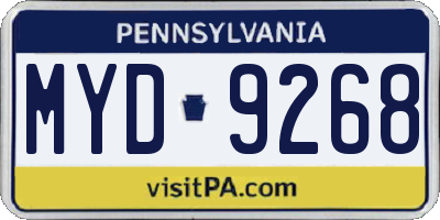 PA license plate MYD9268