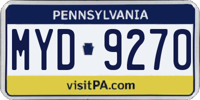 PA license plate MYD9270