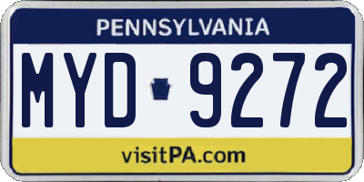 PA license plate MYD9272