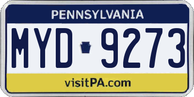 PA license plate MYD9273