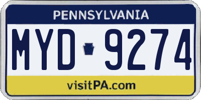 PA license plate MYD9274
