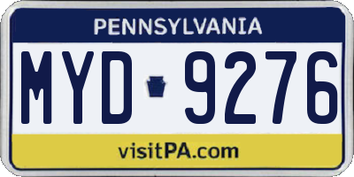 PA license plate MYD9276