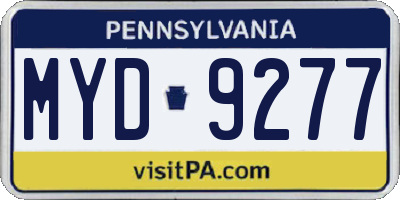 PA license plate MYD9277