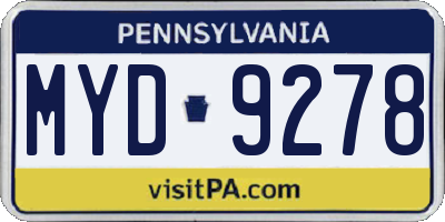PA license plate MYD9278