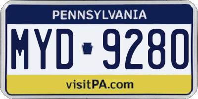PA license plate MYD9280