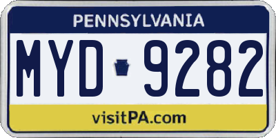 PA license plate MYD9282