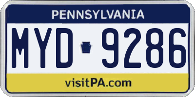 PA license plate MYD9286