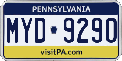 PA license plate MYD9290