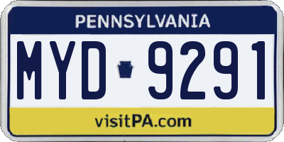 PA license plate MYD9291