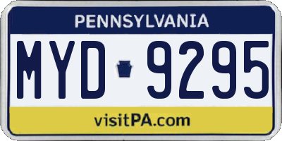 PA license plate MYD9295