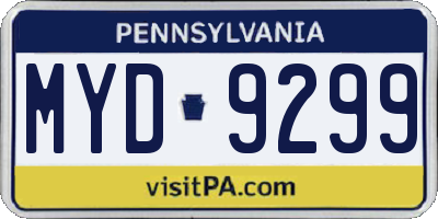 PA license plate MYD9299