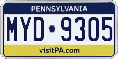 PA license plate MYD9305