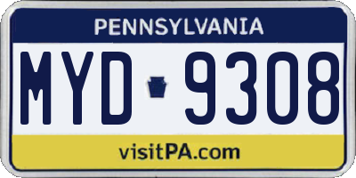 PA license plate MYD9308