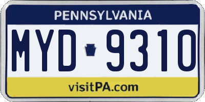 PA license plate MYD9310