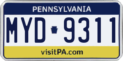 PA license plate MYD9311
