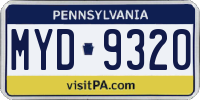 PA license plate MYD9320