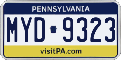 PA license plate MYD9323