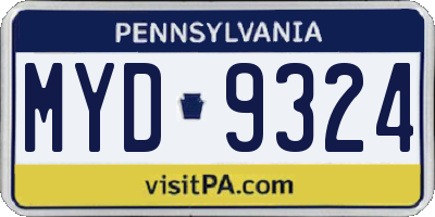 PA license plate MYD9324