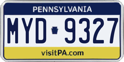 PA license plate MYD9327