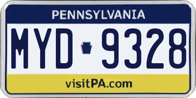 PA license plate MYD9328