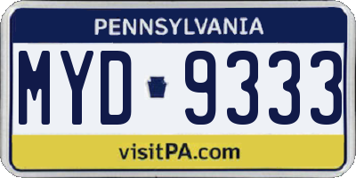 PA license plate MYD9333