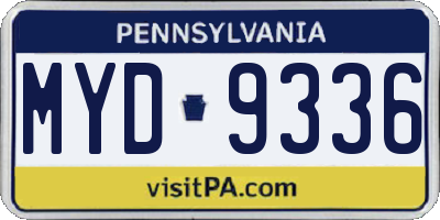 PA license plate MYD9336