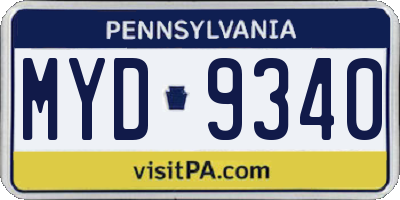 PA license plate MYD9340