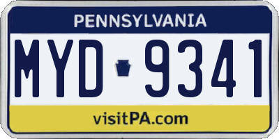 PA license plate MYD9341