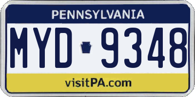 PA license plate MYD9348