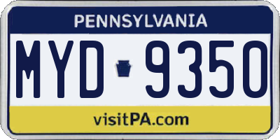PA license plate MYD9350