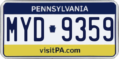PA license plate MYD9359
