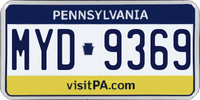 PA license plate MYD9369